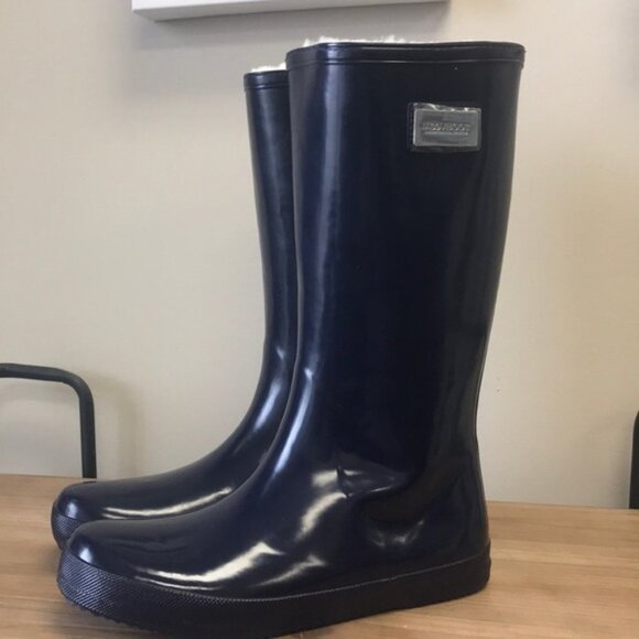 MoovBoot SuperGloss Tall Rubber/Sheepskin Boot - Picture 2 of 9